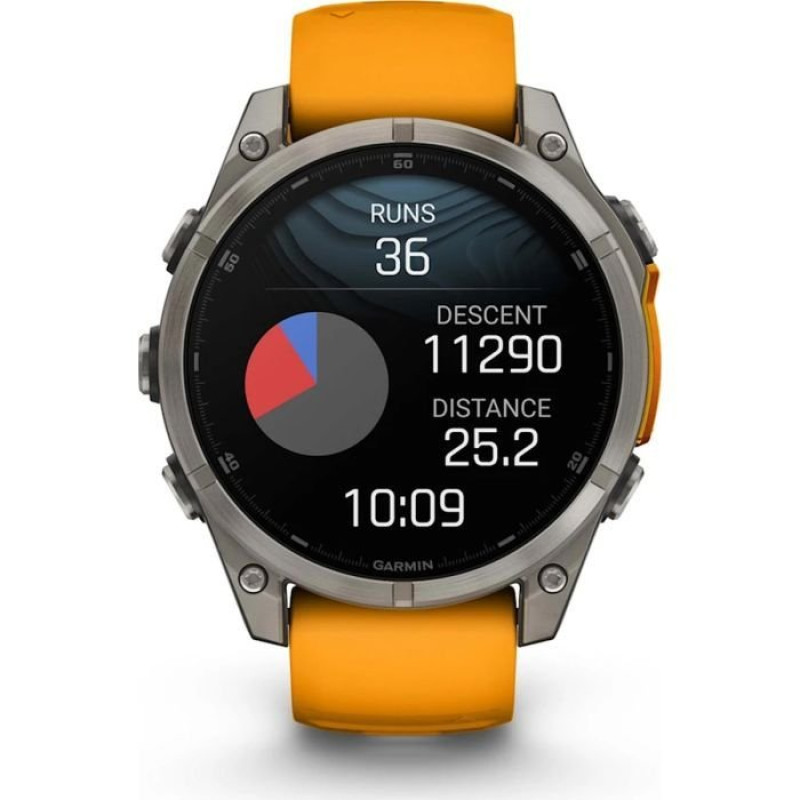 Смарт-часы Garmin Fenix8 47mm AMOLED Sapphire Titanium w.Spark Orange/Graphite Silicone Band (010-02904-11)