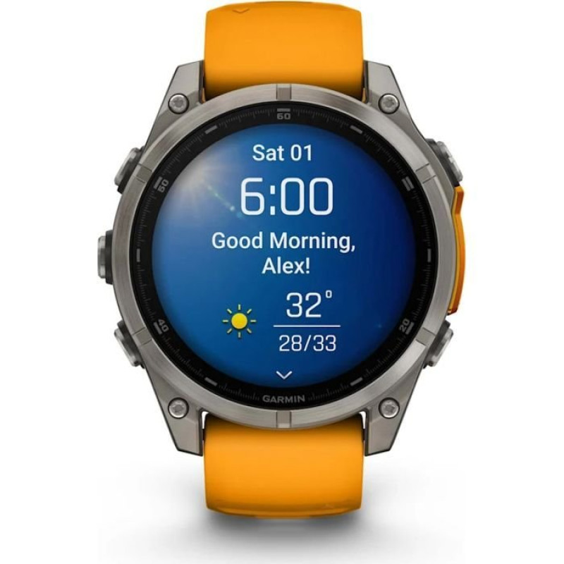 Смарт-часы Garmin Fenix8 47mm AMOLED Sapphire Titanium w.Spark Orange/Graphite Silicone Band (010-02904-11)