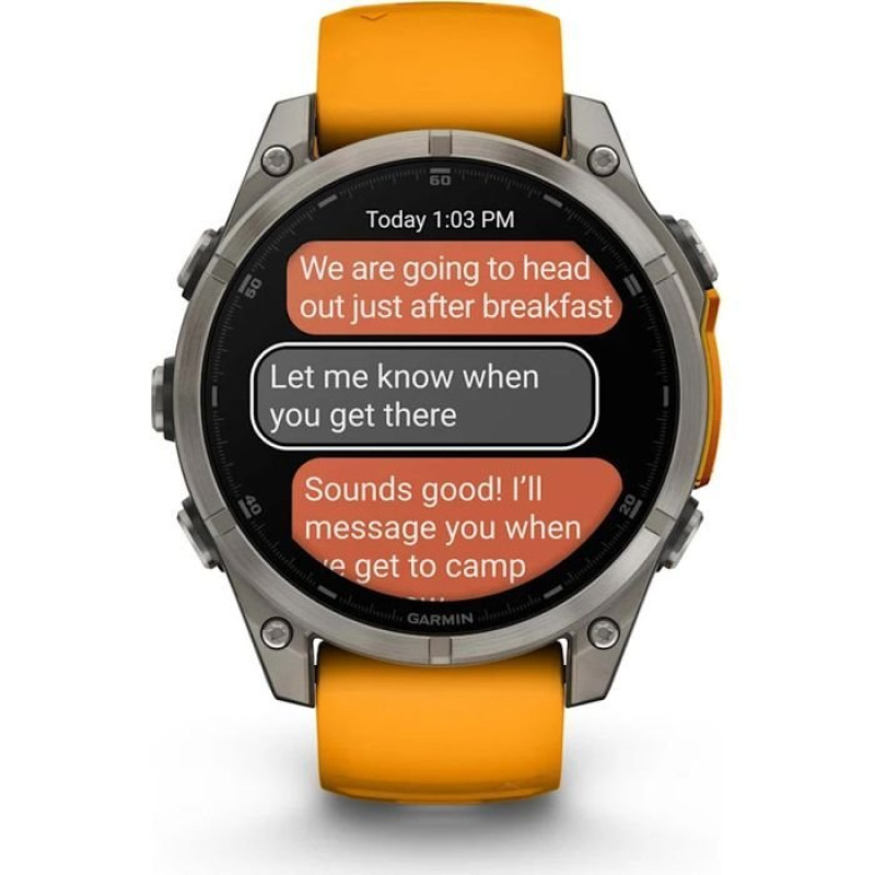 Смарт-часы Garmin Fenix8 47mm AMOLED Sapphire Titanium w.Spark Orange/Graphite Silicone Band (010-02904-11)