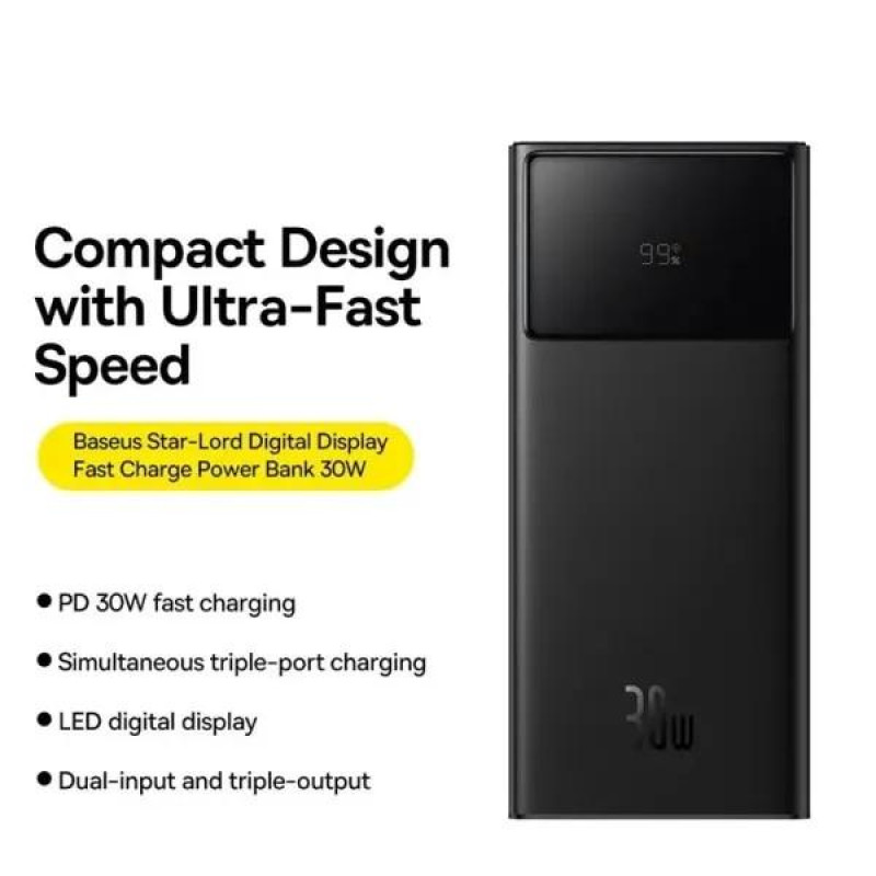 УМБ Baseus Star Lord Digital Display 30000mAh 30W Black (P10022905113-00)