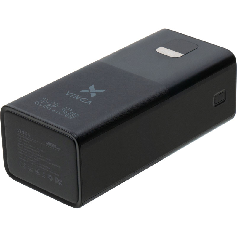 УМБ Vinga 40000 mAh 22.5W Display Black (VPBB4022)