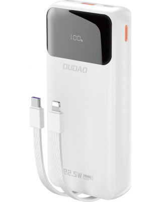 УМБ Dudao K15Pro 20000mAh PD/22.5W, QC, with built-in cables, White (6977196682447)