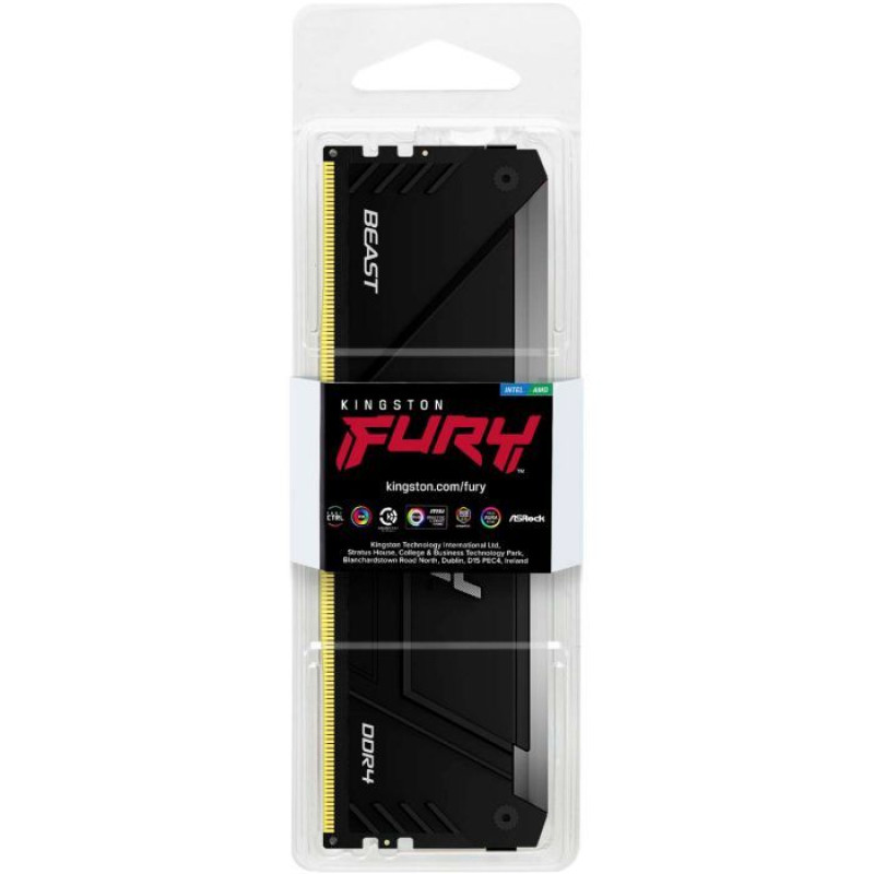 Модуль памяти Kingston DDR4 8GB/3200 Fury Beast RGB (KF432C16BB2A/8WP)