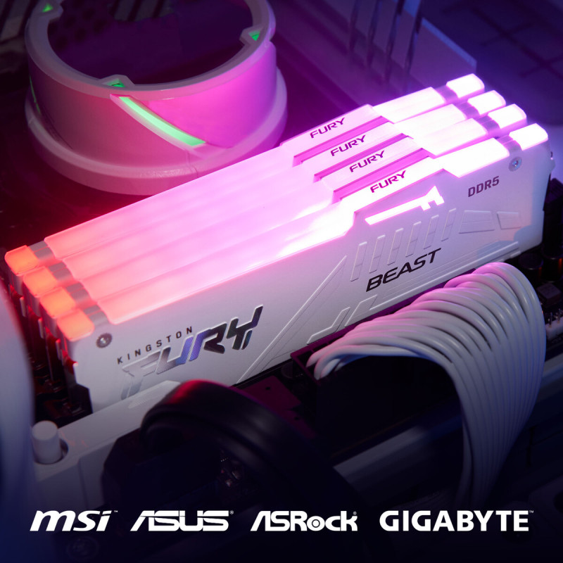 Модуль памяти Kingston DDR5 16GB 6000 MHz Beast White RGB Fury (ex.HyperX) (KF560C30BWEA-16)