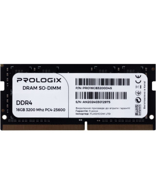 Модуль пам'яті Prologix SO-DIMM 16GB/3200 DDR4 (PRO16GB3200D4S)