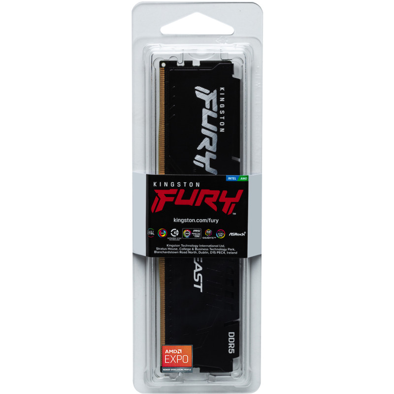 Модуль памяти Kingston DDR5 16GB 6400 MHz Beast Black EXPO Fury (ex.HyperX) (KF564C32BBE-16)