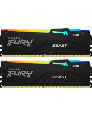 Модуль пам'яті Kingston FURY Beast RGB Black DDR5-5600 128GB (2x64GB) (KF556C40BBAK2-128)