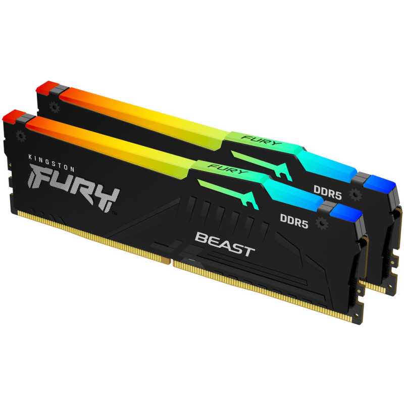 Модуль пам'яті Kingston FURY Beast RGB Black DDR5-5600 128GB (2x64GB) (KF556C40BBAK2-128)