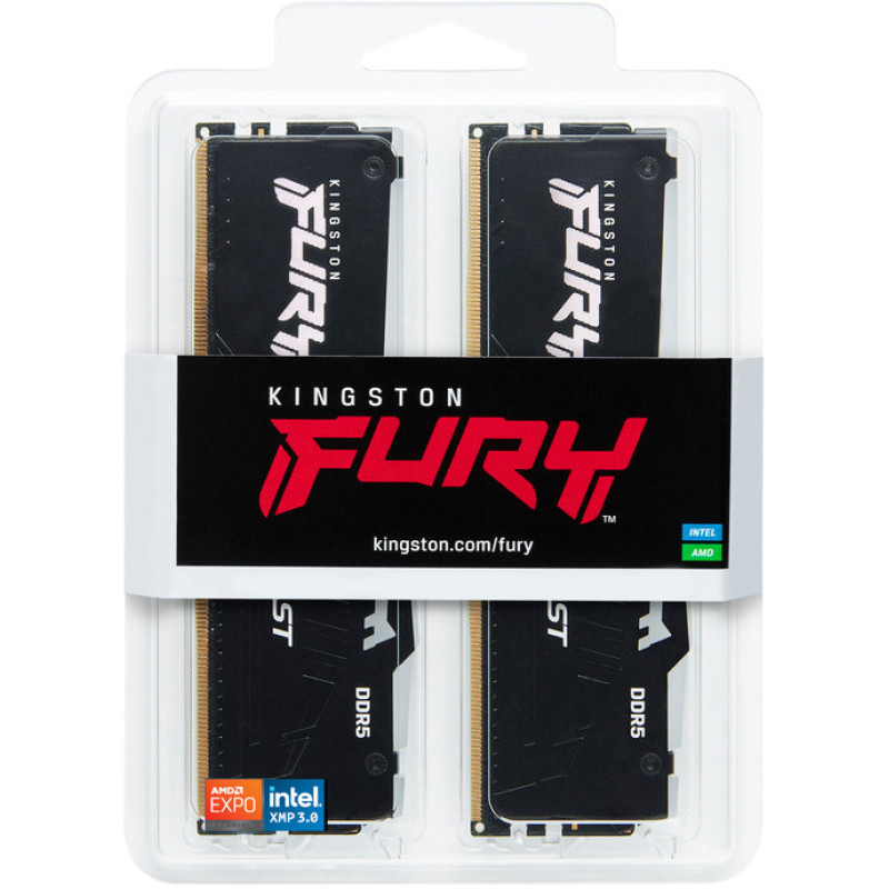 Модуль пам'яті Kingston FURY Beast RGB Black DDR5-5600 128GB (2x64GB) (KF556C40BBAK2-128)