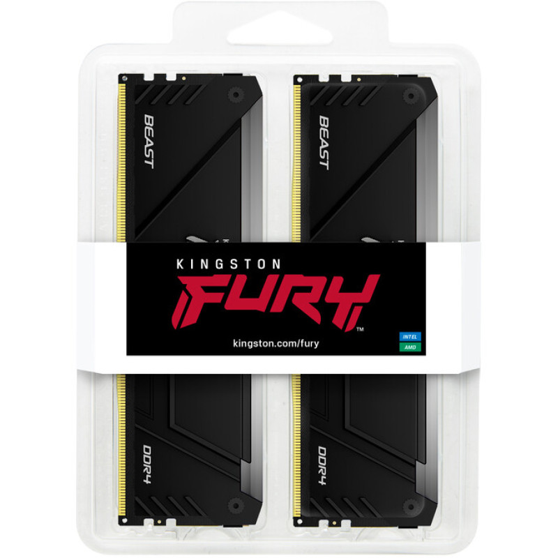 Модуль памяти Kingston DDR4 32GB (2x16GB) 3600 MHz FURY Beast RGB Fury (ex.HyperX) (KF436C18BB2AK2/32)