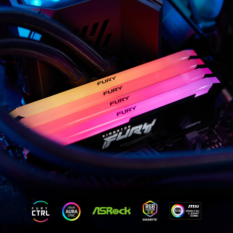 Модуль памяти Kingston DDR4 32GB (2x16GB) 3600 MHz FURY Beast RGB Fury (ex.HyperX) (KF436C18BB2AK2/32)