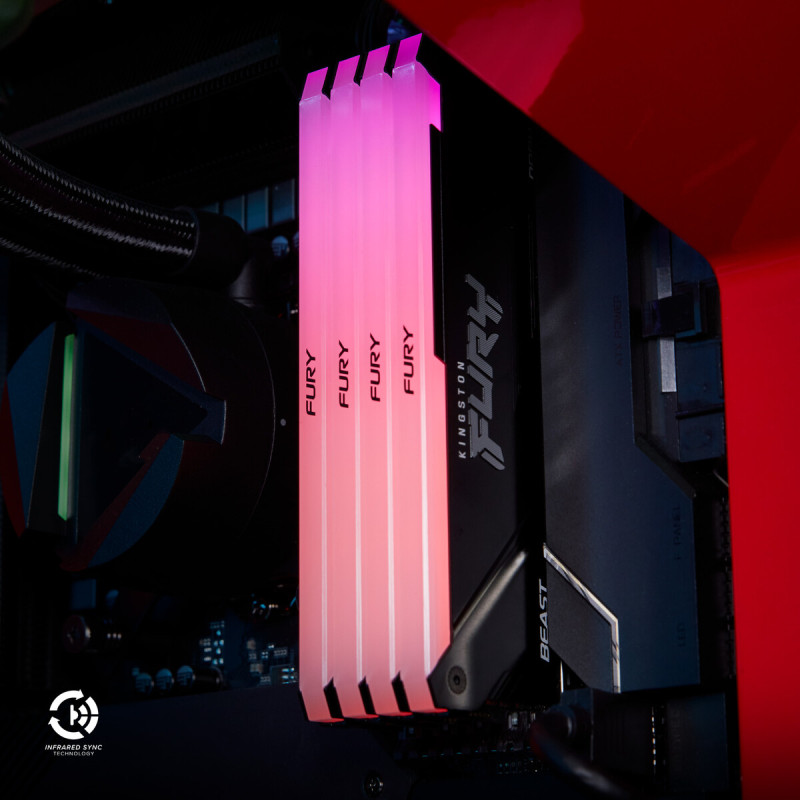 Модуль памяти Kingston DDR4 32GB (2x16GB) 3600 MHz FURY Beast RGB Fury (ex.HyperX) (KF436C18BB2AK2/32)