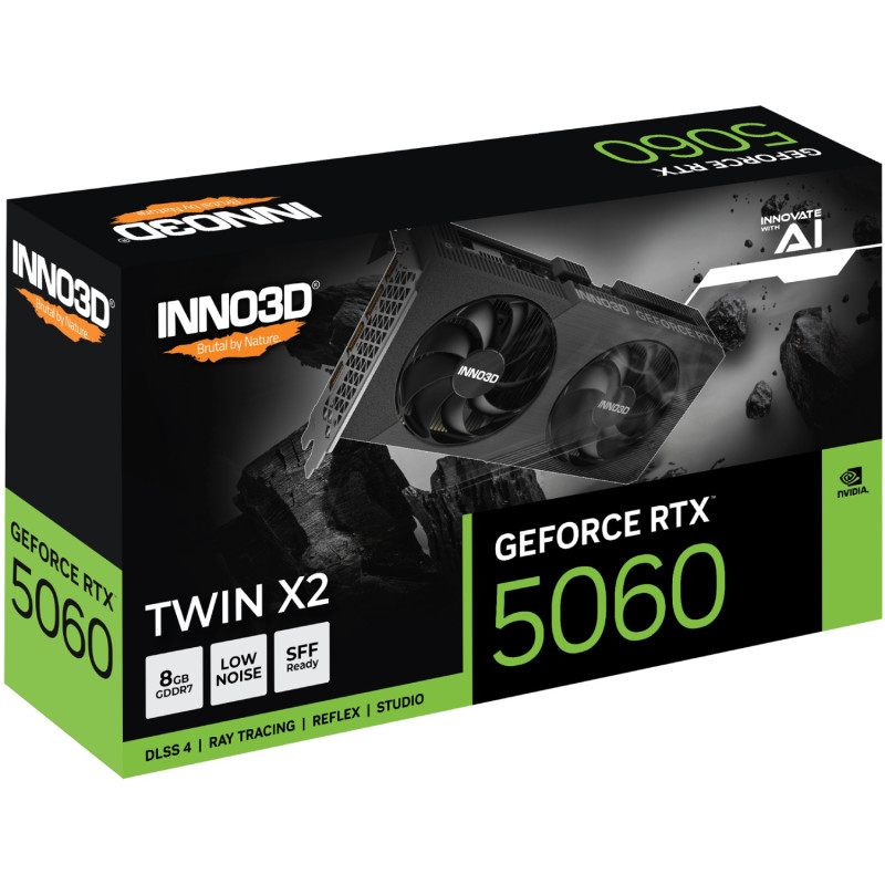 Відеокарта Inno3D GeForce RTX5060 TWIN X2 8GB GDDR7 (N50602-08D7-195071N)