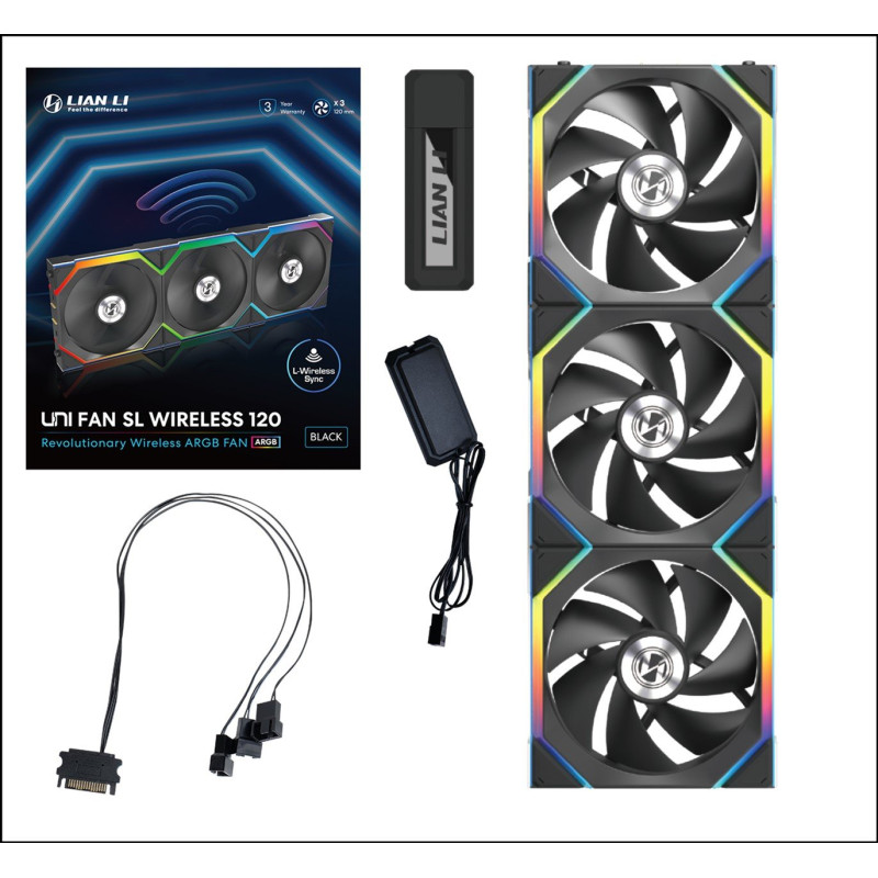 Кулер Lian Li Uni Fan SL Wireless 120-3 Reverse Blade Black (G99.12RSL1W3B.00)