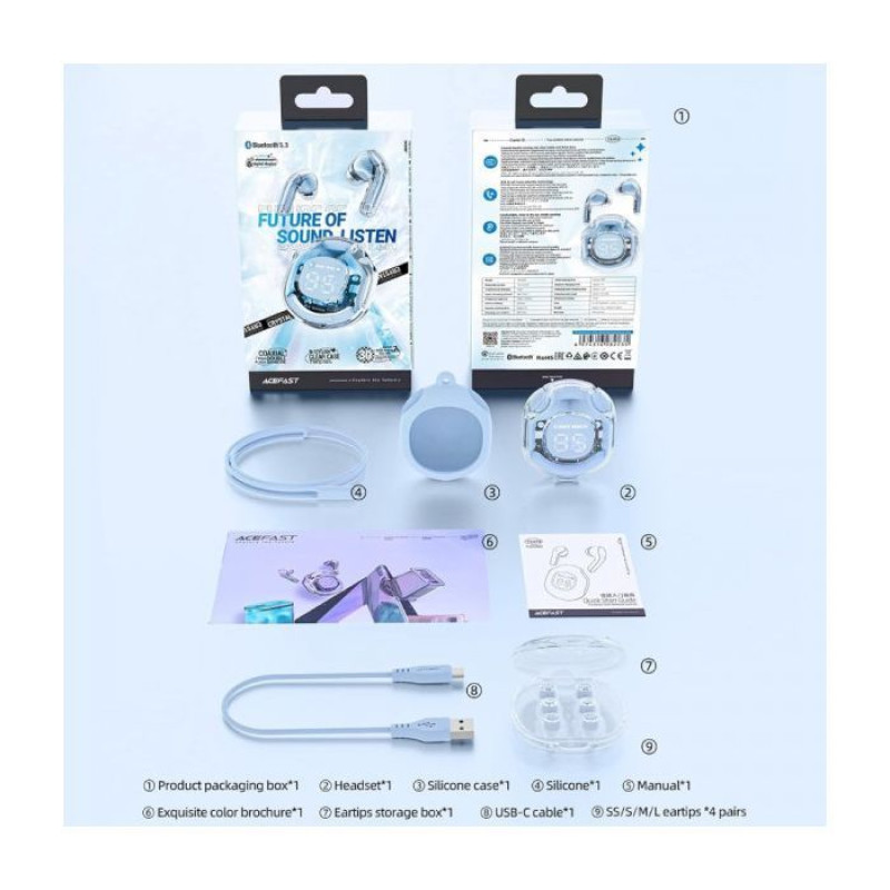 Наушники Acefast T8 ice blue