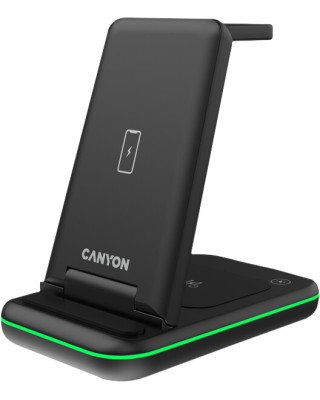 Зарядное устройство Canyon WS- 304 Foldable 3in1 Wireless charger (CNS-WCS304B)
